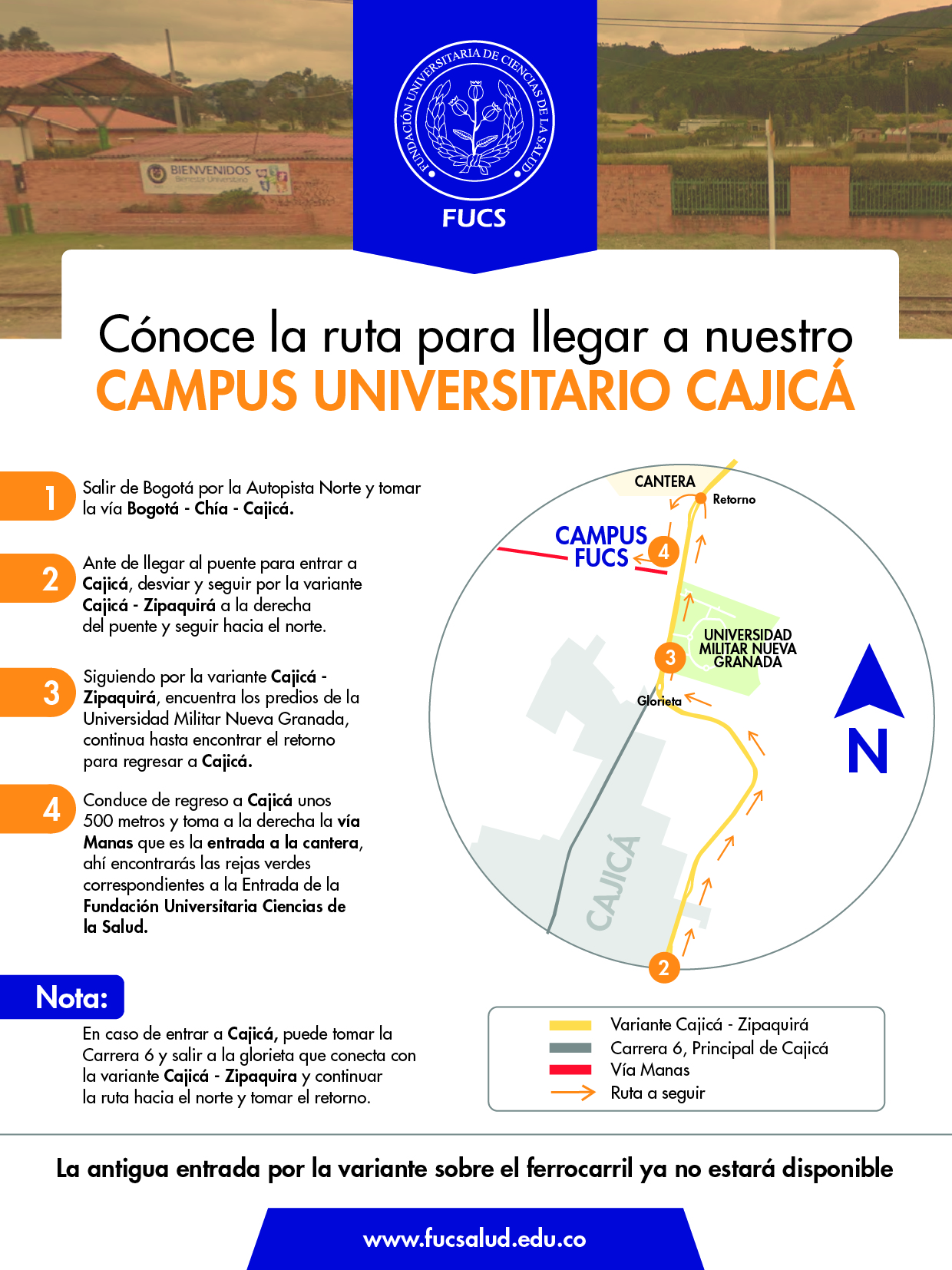 Nuevo ingreso al Campus Sede Cajicá